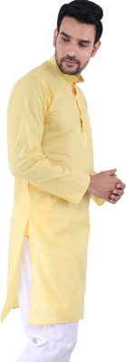 Sadree Men Solid Straight Kurta(Yellow)
