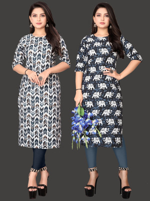 Tashvi Creation Women Printed Straight Kurta(Multicolor)