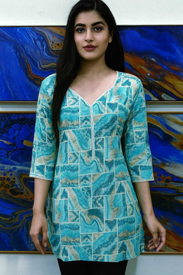 rihania Women Abstract Straight Kurta(Multicolor)