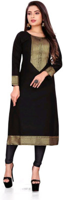 Zivapez Women Embroidered Straight Kurta(Black)