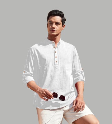 Vida Loca Men Solid Straight Kurta(White)