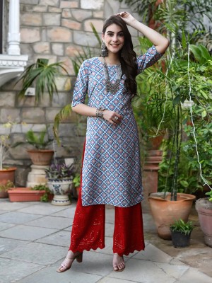 EthnicBasket Women Self Design A-line Kurta(Multicolor)