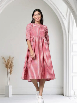 Suhani Fashion Women A-line Pink Below Knee Dress