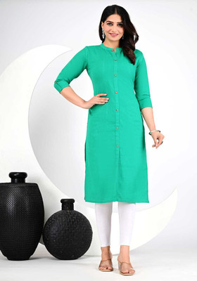 Parth Creation Women Self Design Straight Kurta(Green)