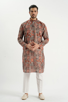 Desivibes Men Printed Straight Kurta(Multicolor)