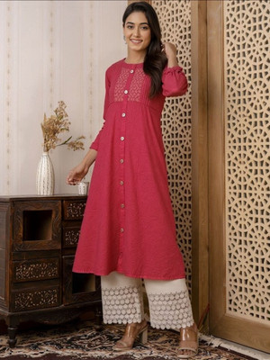 PERFECT PRODUCTIONS Women Solid A-line Kurta(Red)