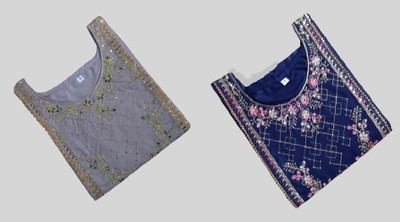 JAYA DESIGNER Women Embroidered Straight Kurta(Blue, Grey)