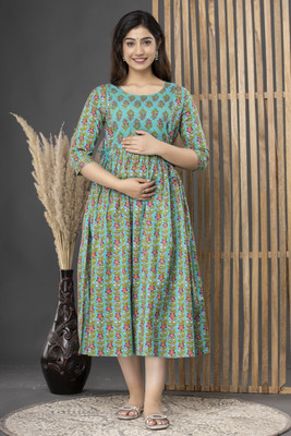 Aivira Women Floral Print Anarkali Kurta(Light Green)