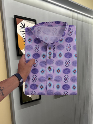 FOXDX Men Printed A-line Kurta(Purple)