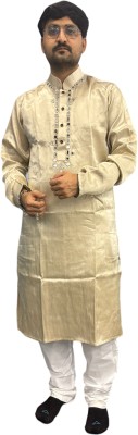 TAVAN Men Printed Straight Kurta(Beige)