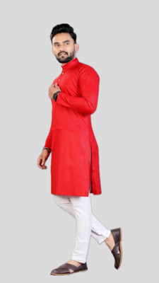 VINAARI Men Solid A-line Kurta(Red)