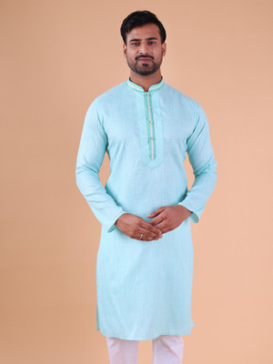Aurik Men Solid Straight Kurta(Blue)