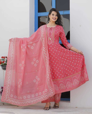 HARITWAL Printed Kurta, Palazzo & Dupatta Set