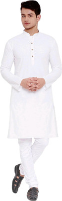 ZEDIN Men Solid Straight Kurta(White)