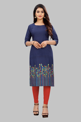 Modli 20 Fashion Women Striped Straight Kurta(Blue)