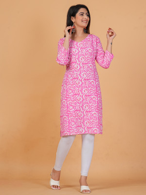 CLOTHI FAB Women Floral Print Straight Kurta(Maroon)