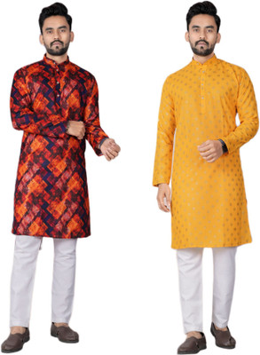 DHASU TRENDZ Men Printed Straight Kurta(Multicolor)