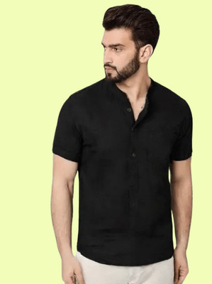 Super Westan Men Solid Straight Kurta(Black)