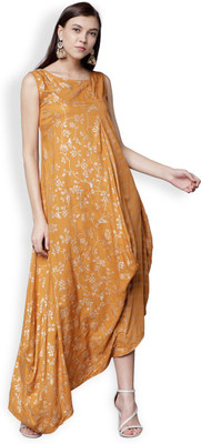 Vishudh Women Printed A-line Kurta(Yellow)