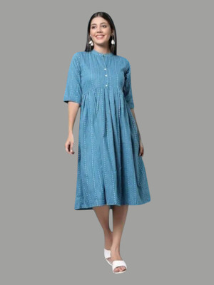 Suhaniopv Women Maxi Multicolor Knee Length Dress