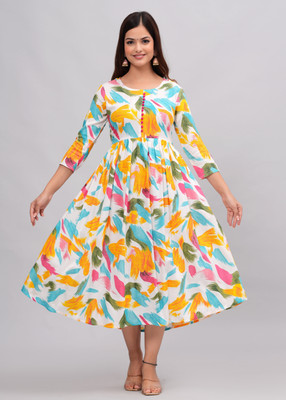 TANTANATAN Women Floral Print Anarkali Kurta(Multicolor)