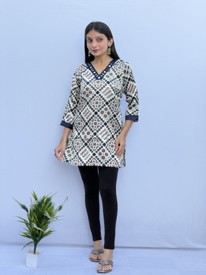 Lefri Handicraft Women Printed Straight Kurta(White)