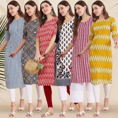 1 Stop Fashion Women Printed A-line Kurta(Multicolor)