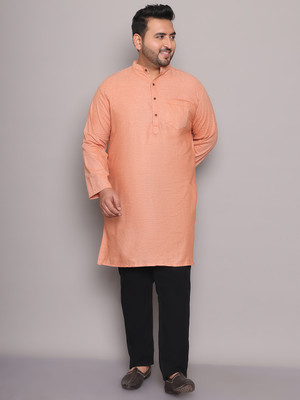 ED PLUS Men Solid Straight Kurta(Orange)