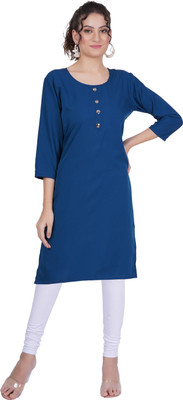 Good Straders Women Solid A-line Kurta(Blue)