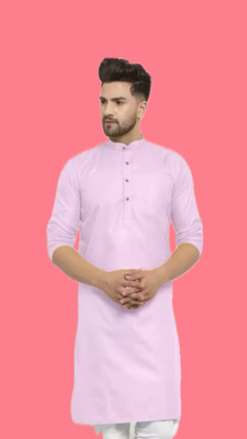VINAARI Men Solid A-line Kurta(Pink)