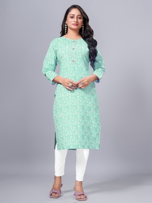 SIMPLYETHNIC Women Self Design Straight Kurta(Light Green)