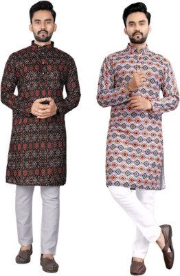 DHASU TRENDZ Men Printed Straight Kurta(Multicolor)