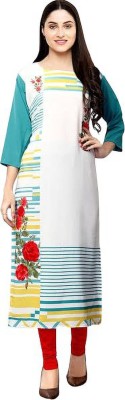 Bharani Sons Women Abstract Straight Kurta(Light Green)