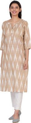 GMH Women Printed A-line Kurta(Beige)