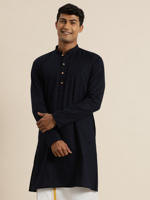 VASTRAMAY Men Solid A-line Kurta(Black)