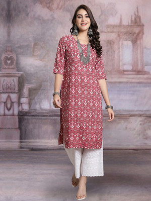 Moda Rapido Women Printed Straight Kurta(Multicolor)