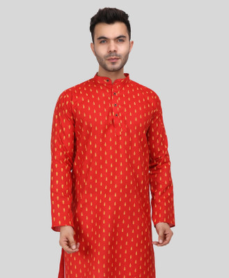 LABELZERO Men Self Design A-line Kurta(Red)