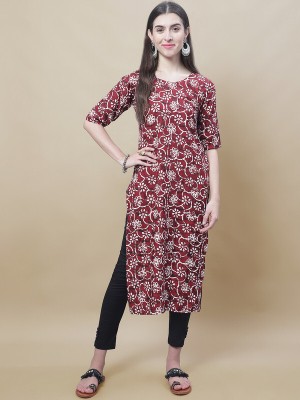 EthnicBasket Women Printed A-line Kurta(Red)