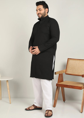 METRONAUT PLUS Men Self Design A-line Kurta(Black)