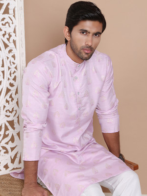 ANOUK Men Printed Straight Kurta(Purple)