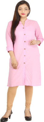 NeeloKurtis Women Solid Straight Kurta(Pink)