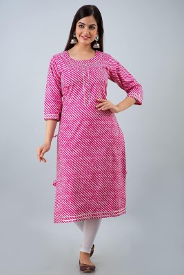 The Swagg Women Printed A-line Kurta(Pink)