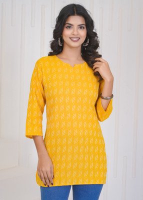 Rakshita Fashions Women Self Design Straight Kurta(Yellow)