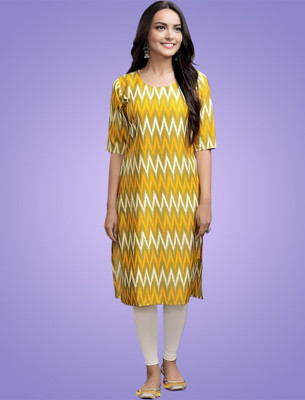Maheshvi Women Printed A-line Kurta(Yellow)
