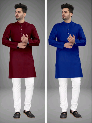 TRUST OUS Men Solid Straight Kurta(Multicolor)