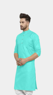 VINAARI Men Solid A-line Kurta(Green)