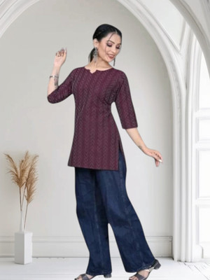 Rangrasiya Creation Women Striped Anarkali Kurta(Maroon)