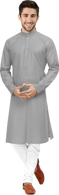 PTV Fashion Men Solid A-line Kurta(Grey)