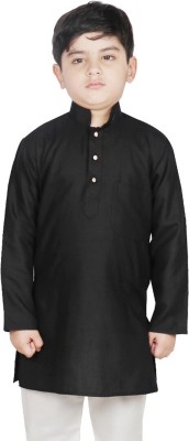 SG YUVRAJ Boys Solid Ethnic Dress Kurta(Black)