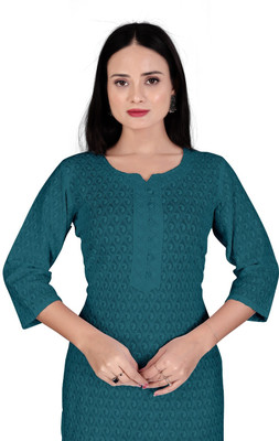 Akshar Women Chikan Embroidery Straight Kurta(Maroon)